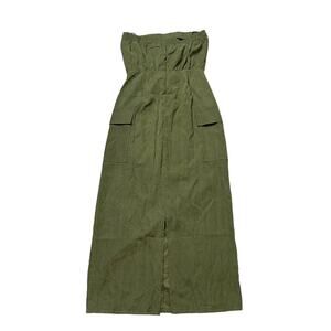 Forever 21 Halter Top Maxi Dress Dress Grunge Green Utility Dress Medium